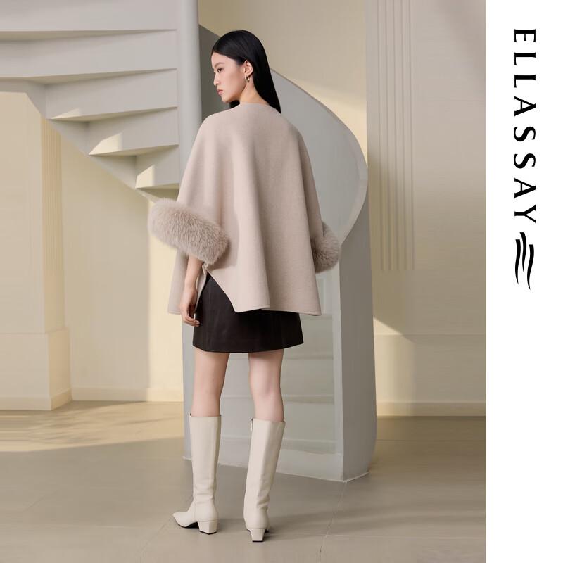 ELLASSAY Women's Dropped Shoulder Merino Wool Cape Coat
