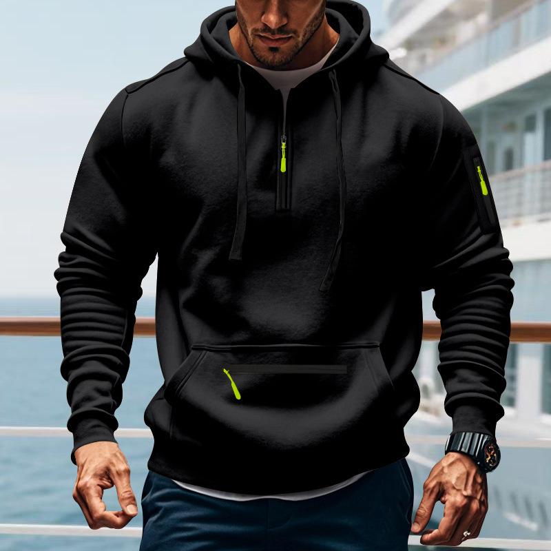Men's Loose Fit Heavyweight American-Style Casual Sportswear Jacket fleece Lined Hooded Sweatshirt for Winter