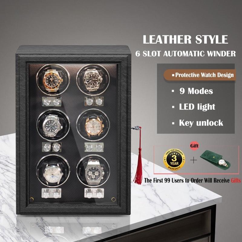 High-End 1/2/4/6 Automatic Watches Box With Mute Motor Watch Cabinet Clock Storage Box Slot Luxury Wood Watch Winder