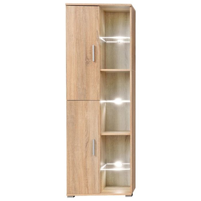 VidaXL Unité Murale TV avec Lumières LED, Armoire de Télévision avec Étagère, Meuble Télé de Salon Intérieur, Moderne, Chêne 246029