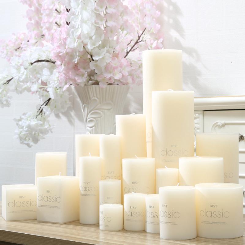 

White Romantic Pillar Candle - Tearless, Odorless, Classic Design for Weddings and Hotels 5x5 cm