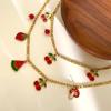 Stylish Versatile Fruit Inspired Charm Chain Customizable Length Comfortable For Everyday Outfits