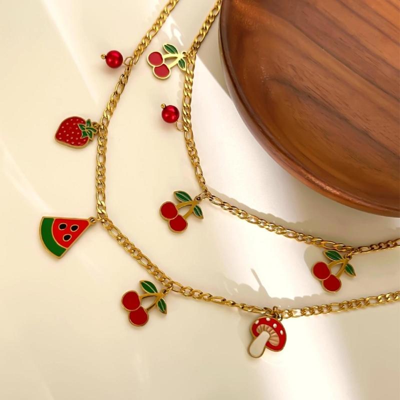 Stylish Versatile Fruit Inspired Charm Chain Customizable Length Comfortable For Everyday Outfits