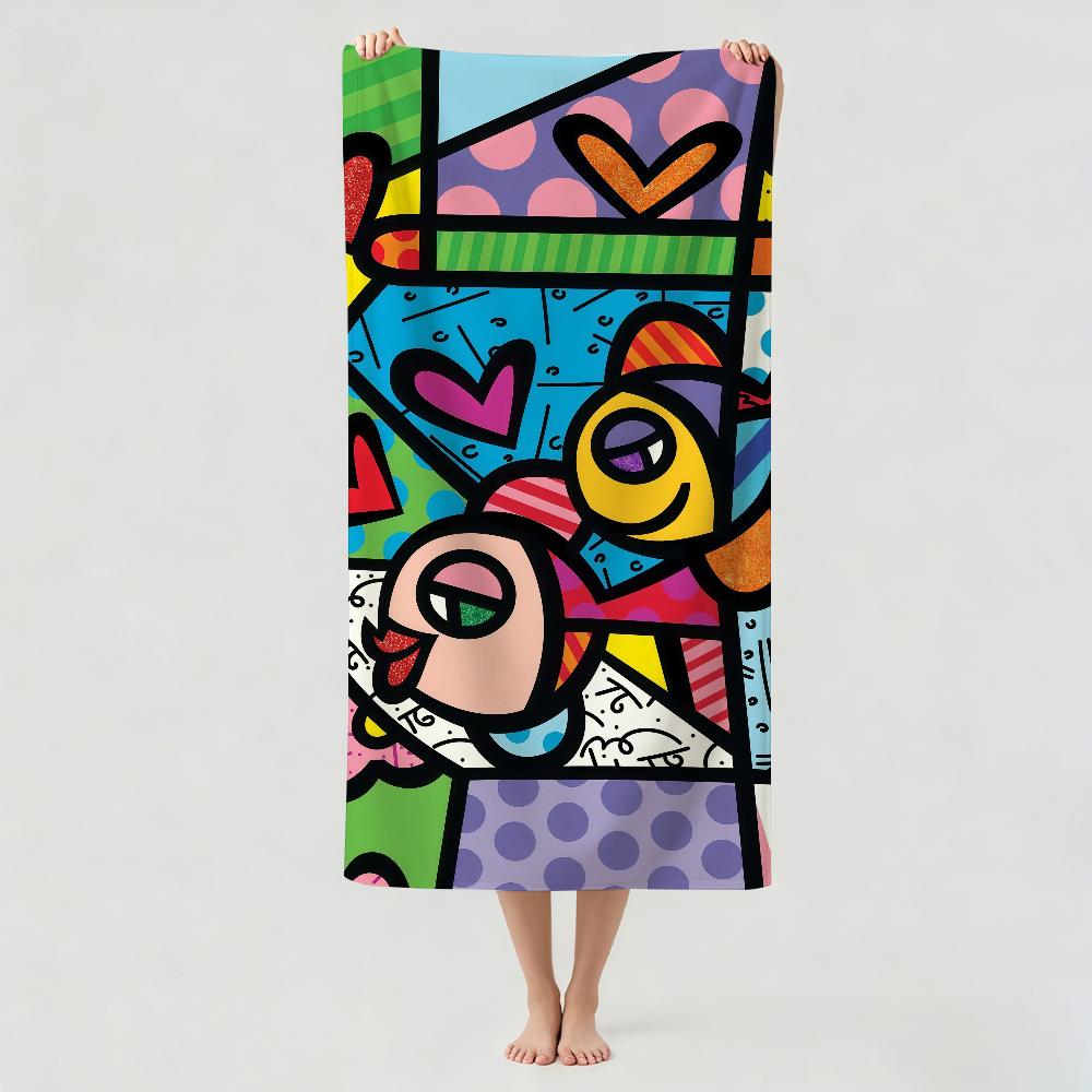 Fashion print R-Romero B-Britto Towel Drying Bath Towel Applicable To Light Swimming Camping Yoga Beach Out