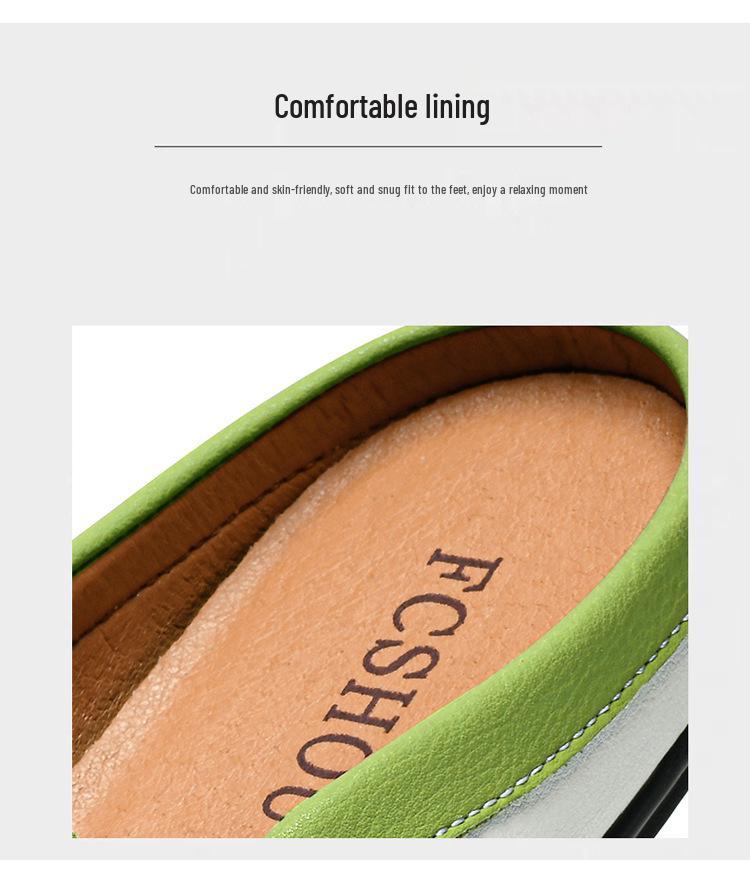 Men's British Style Breathable Casual Half Slippers - Large Sizes 45-47
