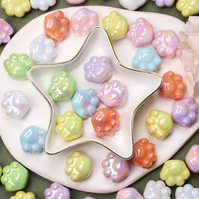 Pendants Acrylic Cartoon DIY Earring Necklace Bracelet 18.6*21mm Fashion Bear Paw Beads 10Pcs/set DIY Children Jewelry Accessories