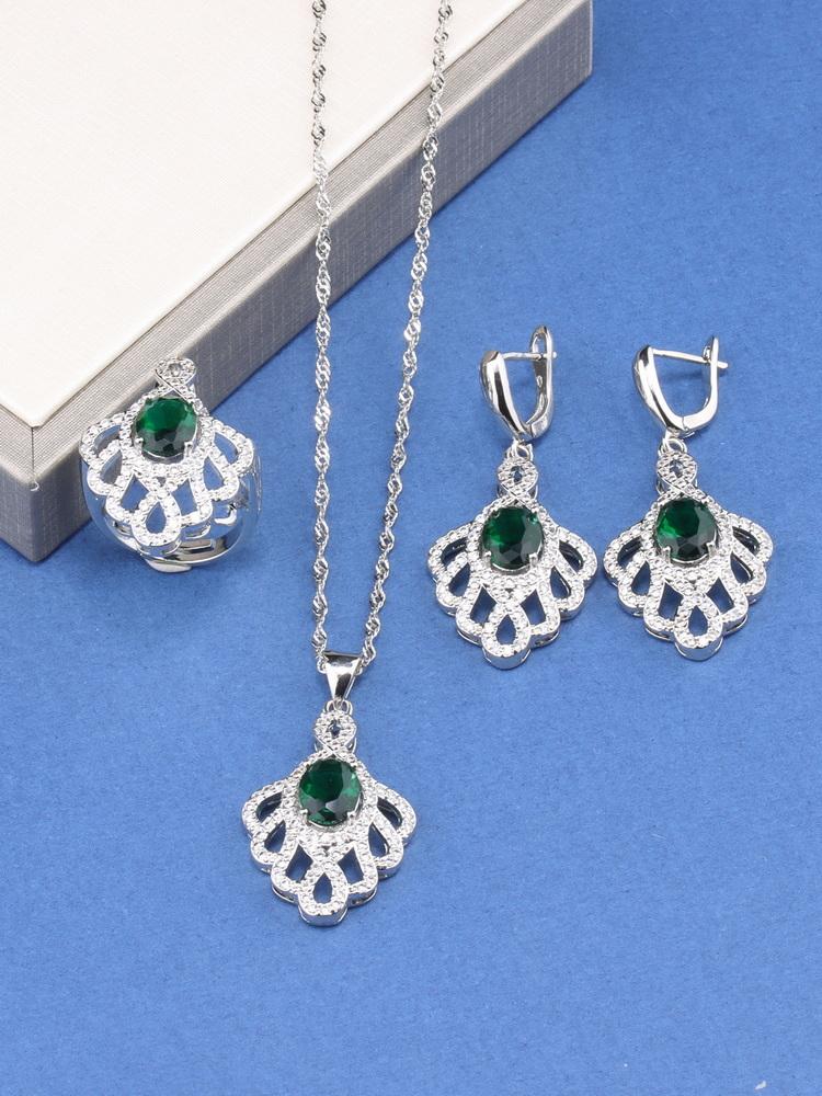 10-Colors Bridal   Big  Jewelry Sets Wedding Luxury Quality Zircon Accessories Necklace Earrings Ring For Women Gift