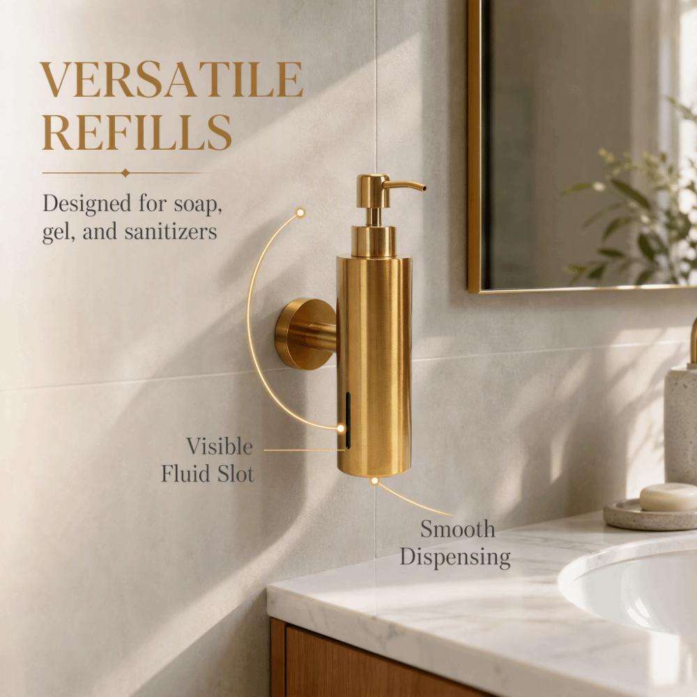 Gold Hand Soap Container Wall Mounted Soap Dispenser Liquid Soap Dispenser Home Kitchen Bathroom