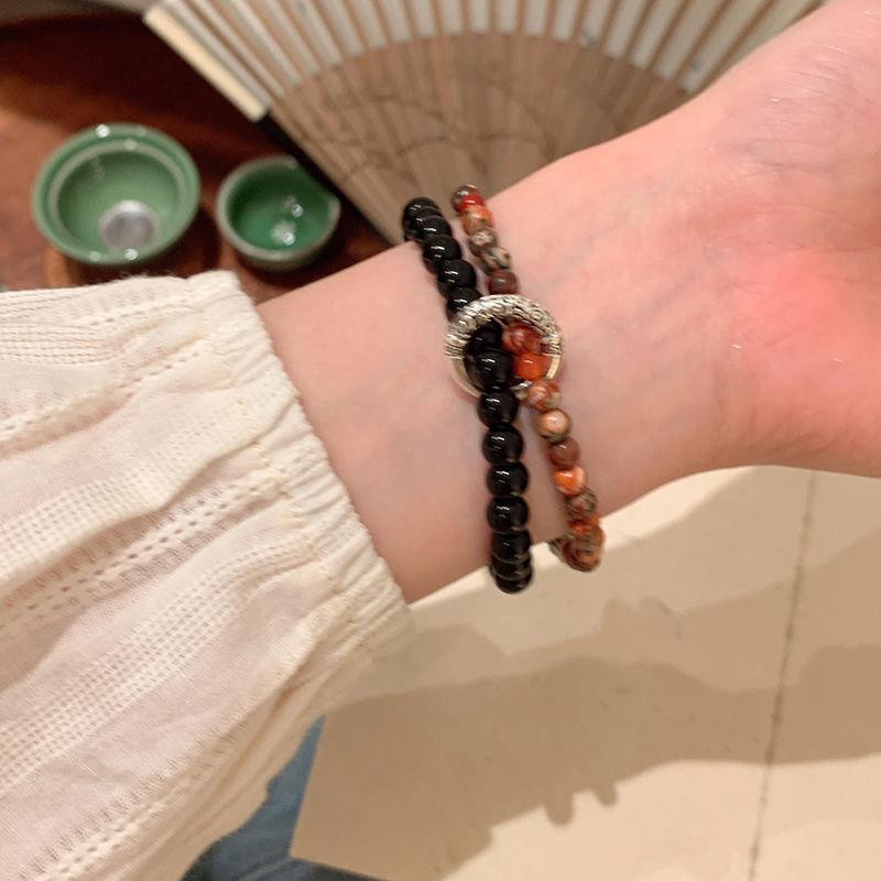 Chinese Aesthetics! National Style Safety Buckle Beaded Bracelet Women's 2025 New Stone Bracelet Couple Jewelry Tide