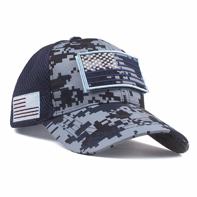 Șapcă de baseball tactică de camuflaj cu velcro pentru bărbați cu protecție UV – Design cu steagul american