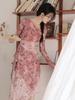 French Romantic Style Asymmetrical Hem Slimming Dress
