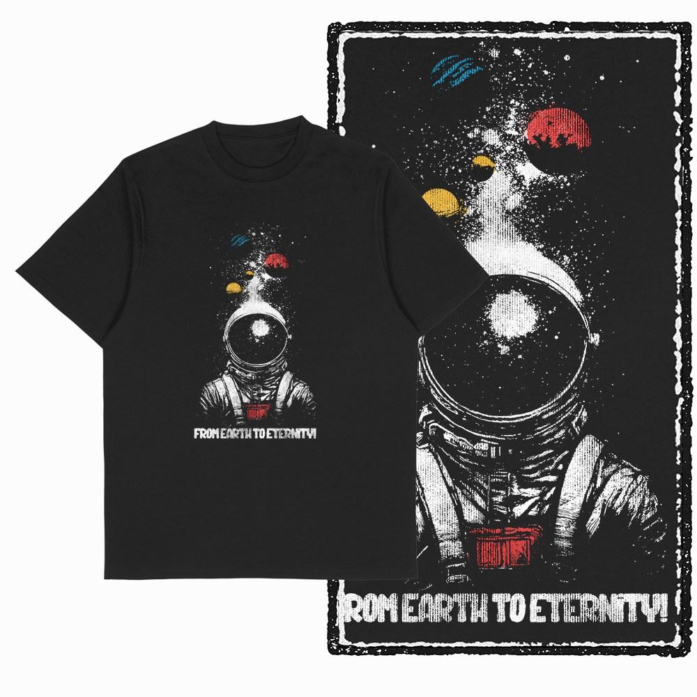 2026 HOT SALE Cotton Space Men Women Printed T Shirt BLACK Big Size Unique Astronaut Graphic T-shirt Novety Cool Tee Shirt Casual Short Sleeve Top