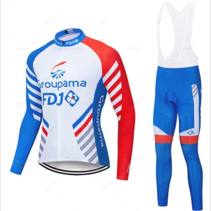 Fdj Pro 2023 Autumn Team Cycling Jersey 19D Bib Set MTB Uniform Bicycle Clothing Quick Dry Bike Clothes Mens Long Cycling Wear