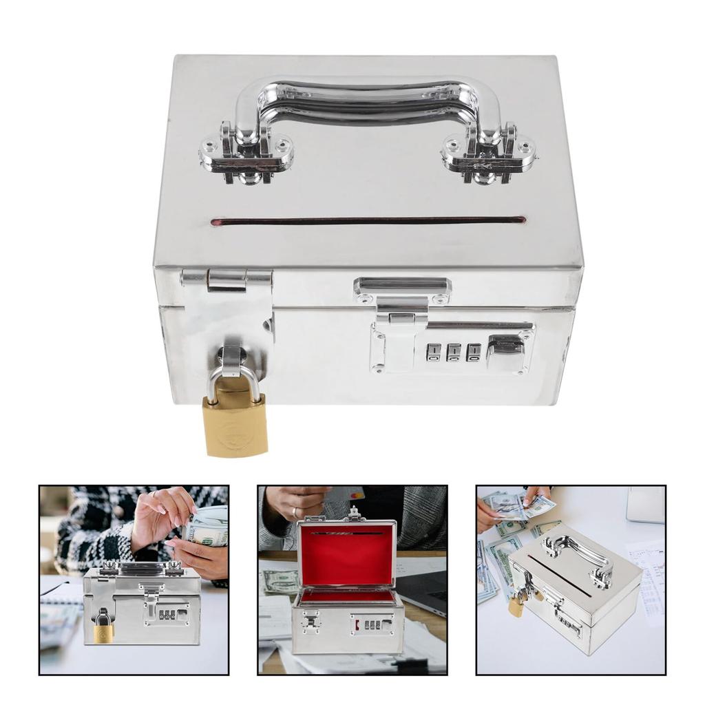 TOYANDONA Piggy Bank for Adults Stainless Steel Safe Reusable Safe Bank Metal Money Saving Box with Combination Lock Unbreakable Money Saving Box for