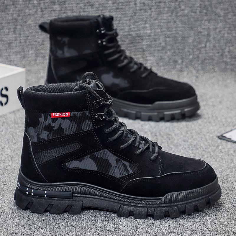 2025 Autumn New British Style Men's Martin Boots Versatile Tooling Boots Men's High-top Platform Trendy Men's Shoes