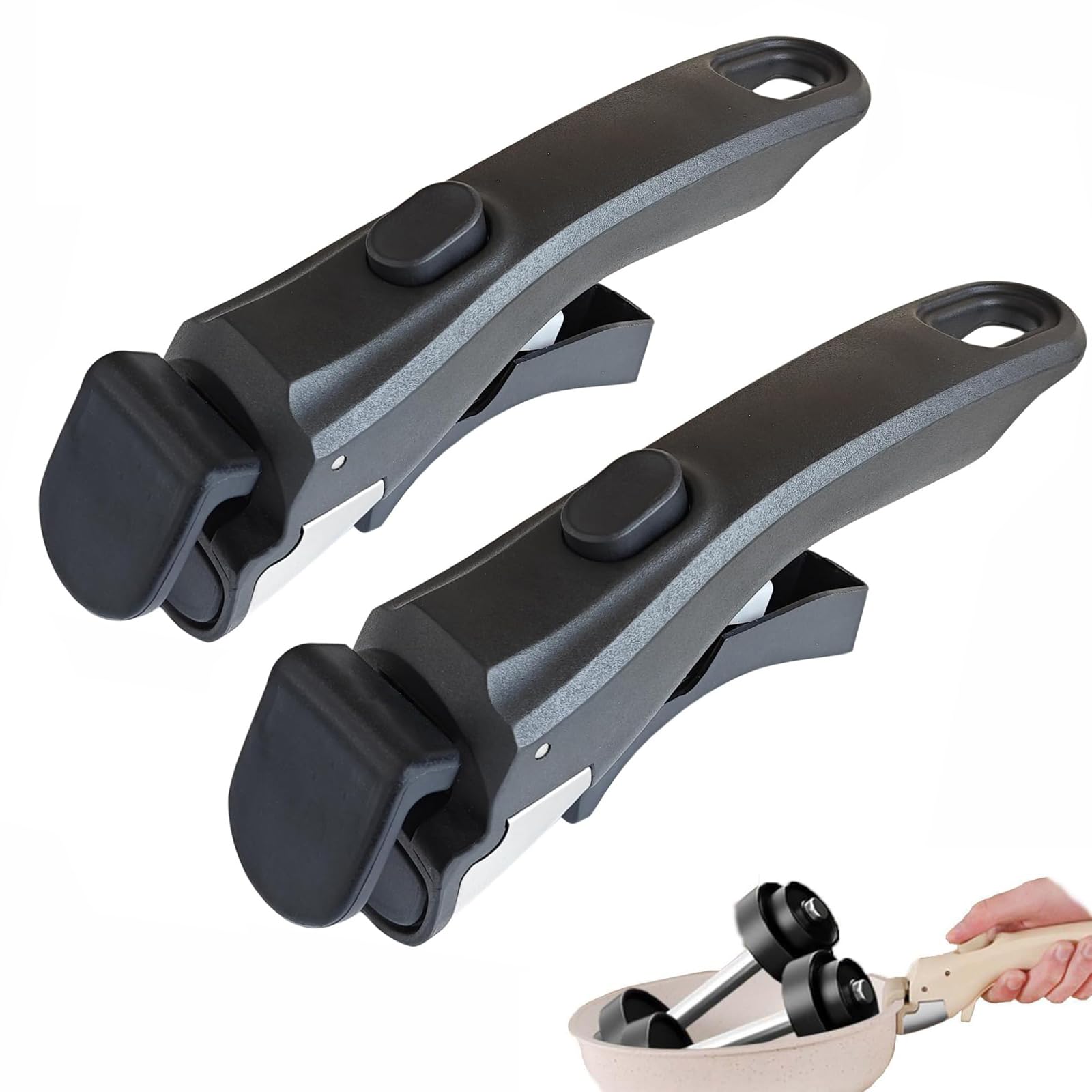 

AUTAKI Detachable Frying Pan Handles for Pots and Easy to Install and Remove with One and Scratch Your Pot T-fal Pans, Hand, Heat-Resistant, Stable, чёрный