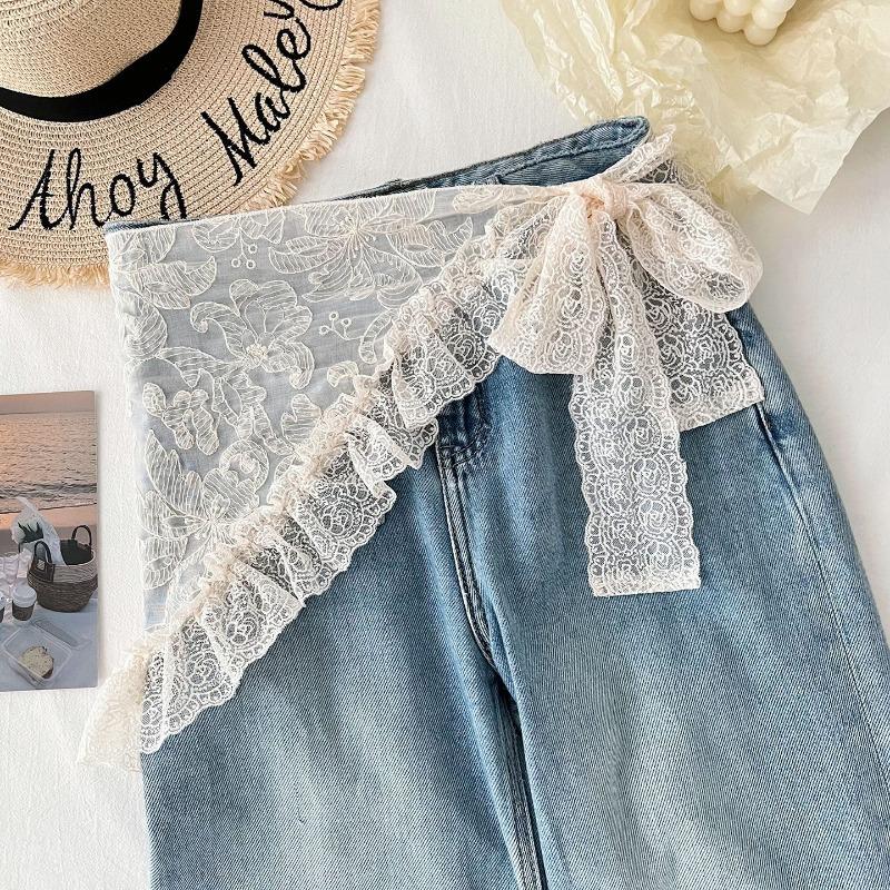 Women Sweet Lace Triangular Scarf Summer Decorative Versatile Waist Scarf