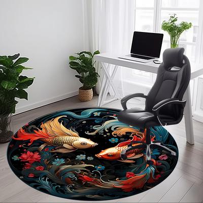 1 Stück Koi-Fisch-Dekor Stuhl Teppich für Büro Maschinenwaschbarer Teppich für Büro, Gutes Geschenk für Familie oder Freunde yy251225200