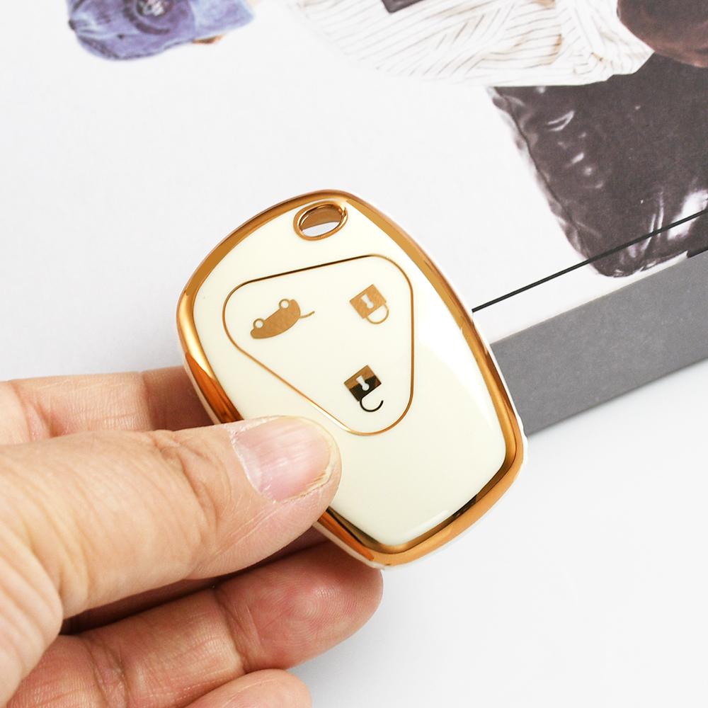 Gold Edge TPU Remote Key Case Cover 2/3 Buttons Shell Fob Holder For Renault Logan DACIA Megane Espace Laguna Duster Sandero Fluence Clio