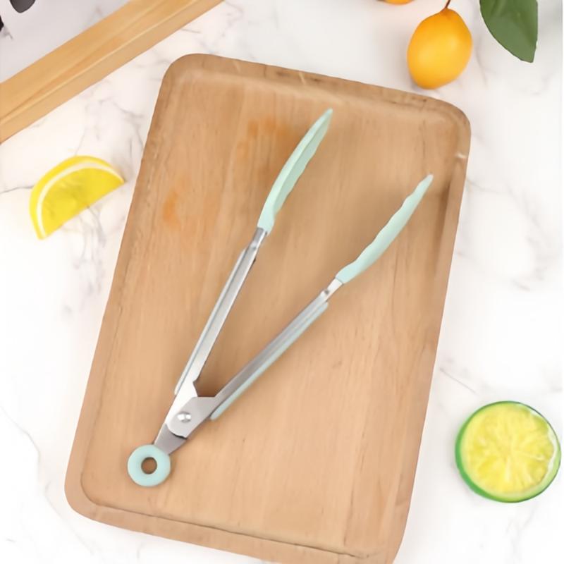 Silicone BBQ Grilling Tong Kitchen Cooking Salad Bread Serving Tong Non-Stick Barbecue Clip Clamp Stainless Steel Tools Gadgets