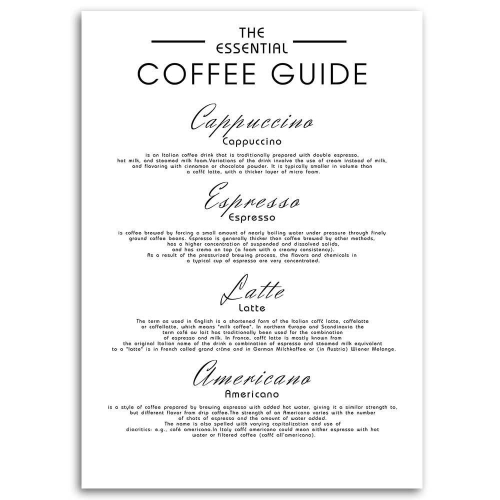 Plátno, Průvodce kávou