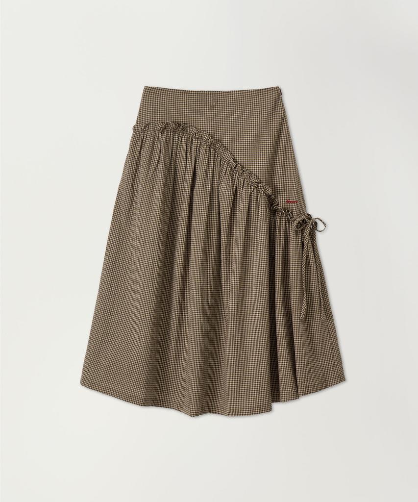HEEARI Bliss Check Long Skirt_Brown