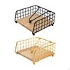 Napkin Holder Flat Dispenser Square Iron Paper Wood Base for Wedding Dining Table