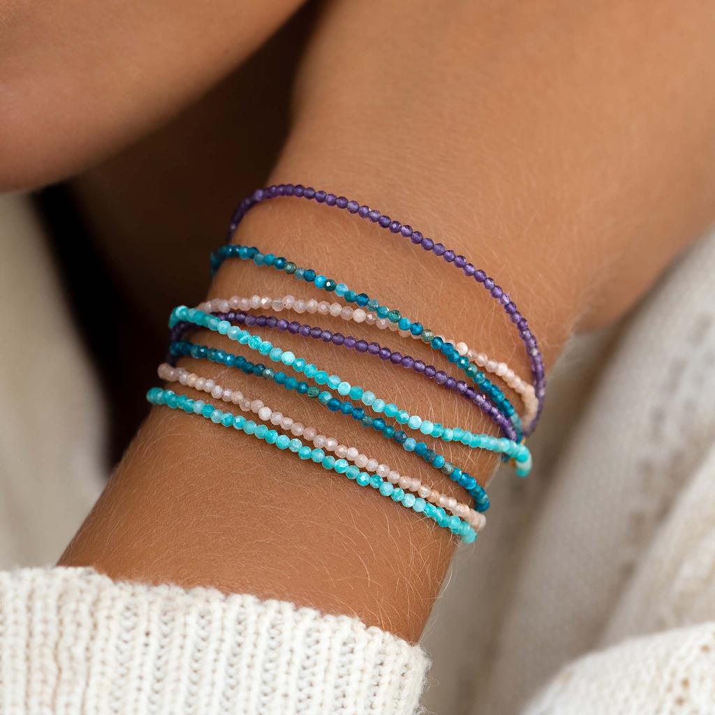 Vlen Natural Stone Beaded Bracelets for Women Stacking Tiny Dainty Bracelet Summer Beach Jewelry Boho Pulseras