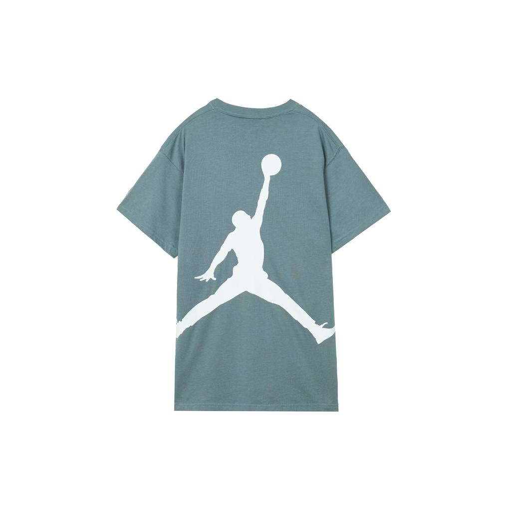 Jordan T Shirts Men's Green Crew Neck Moderate Straight Fit (Unisex) T-Shirts DQ4960 387
