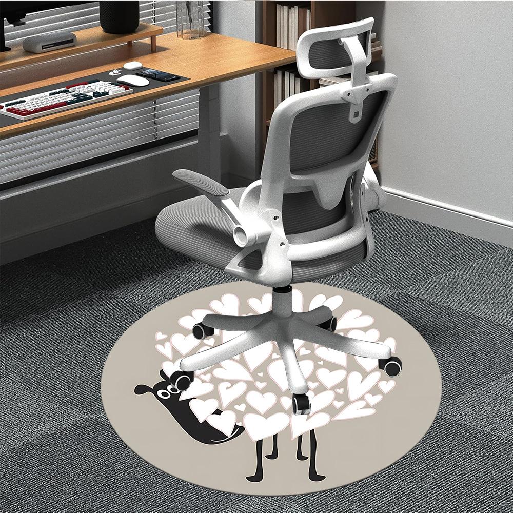 

1pc Heart Sheep Office Round Area Rug, Indoor Mat Suitable ForOffice, Under Office Chairs Bedroom Living Room Home Decor, Room Decot189 80cm by 80cm