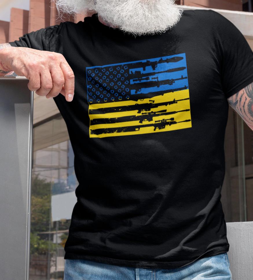 Ukraine Flag T Shirt American Flag Gun Flag Ukrainian Resistance Ukraine Shirts