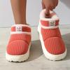 Order A Size Up Winter Warm Snow Boots Striped , Thick  Lined Comfort Cotton Booties,  Anti-Slip High Top Slippers for Daily & Vacation Use