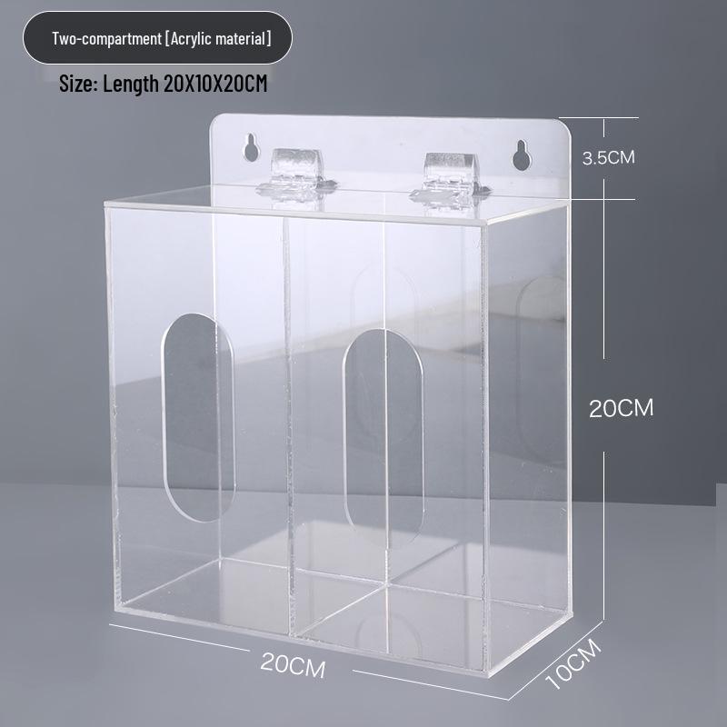 Punch-Free Acrylic Wall-Mounted Organizer Box for Gloves, Shoe Covers, Masks, and Hats.