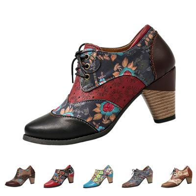 Botas de tacón alto étnicas de moda para mujer de talla grande con punta fina