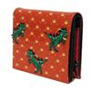 Used 10656 Dragon & Fire Compact Wallet 7941 Patent Embossed Multicolor Logo Charm Orange Red Unisex from Japan