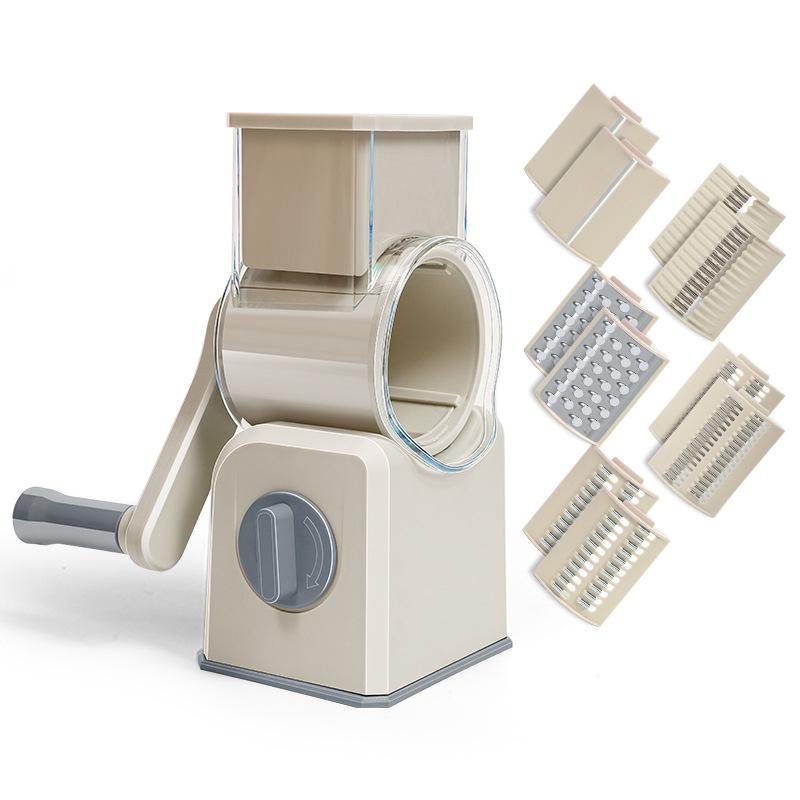 

Vegetable Cutter & Slicer Manual Kitchen Cheese Chopper Machine With 5 Blades Drums Multifunctional Garlic Potato Shredder