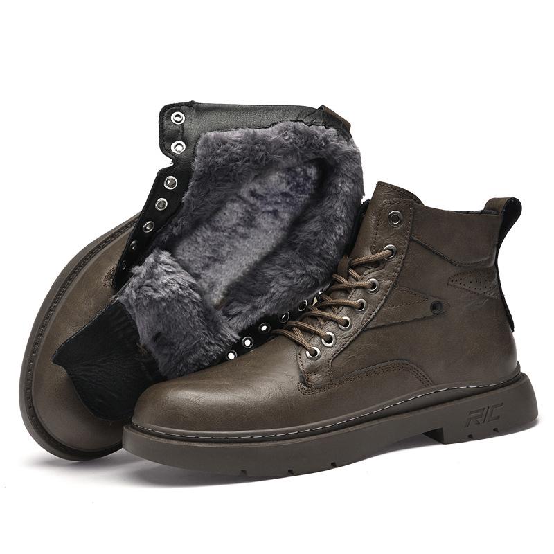 Men's Large Size High-Top Leather Winter Martin Boots for Outdoor Work