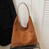 Slack Large-capacity Bag Women's 2025 New Autumn Commuter Shoulder Bag Suede Tote Bucket Bag