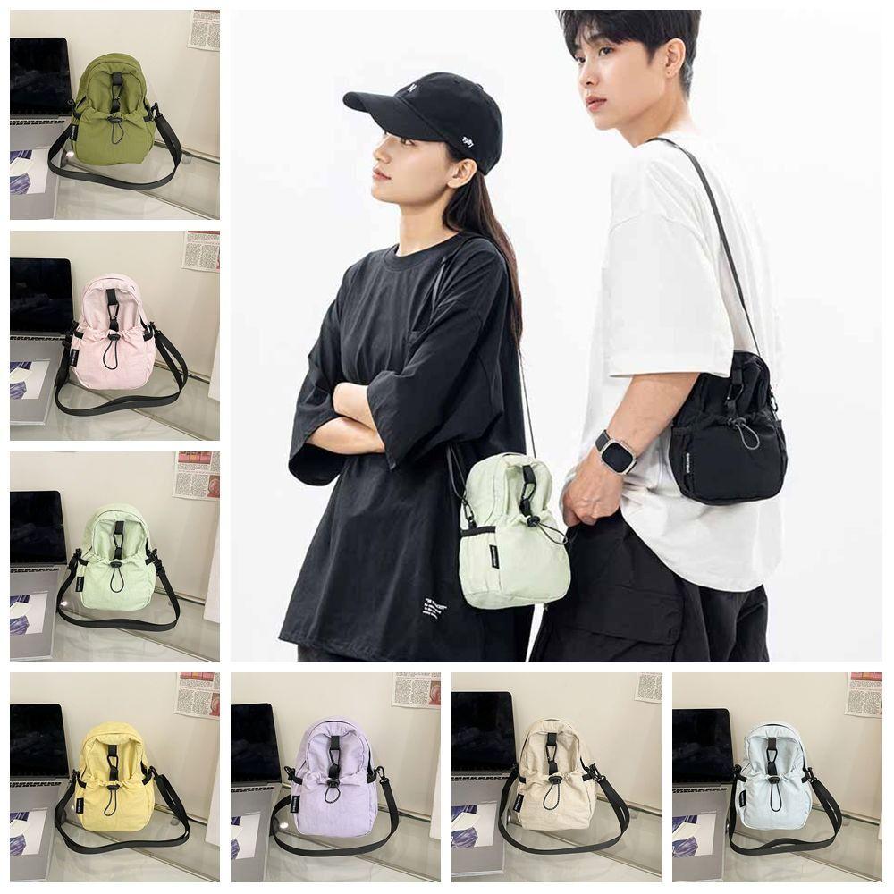 

Coin Pouch Drawstring Crossbody Bag Sports Mobile Phone Pack Harajuku Nylon Shoulder Bag Male синій