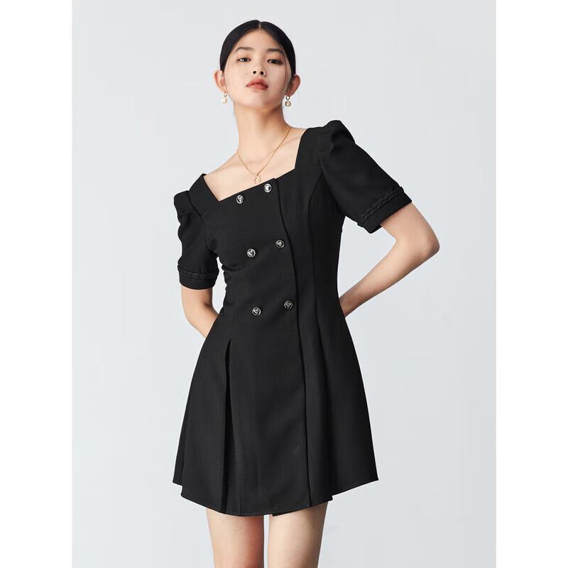 PEACEBIRD Women's French Square Collar A-Line Dress