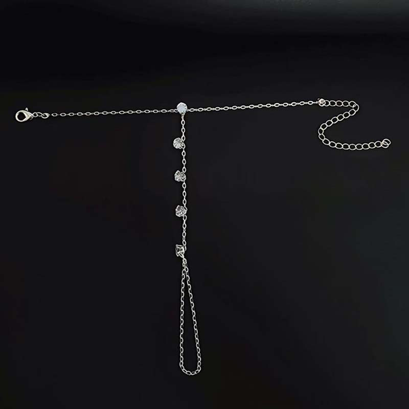 Light Luxury Cubic Zirconia Chain Bracelet for Women Dainty Bracelet Finger Ring Conjoined Chain Party Charm Jewelry Accessories