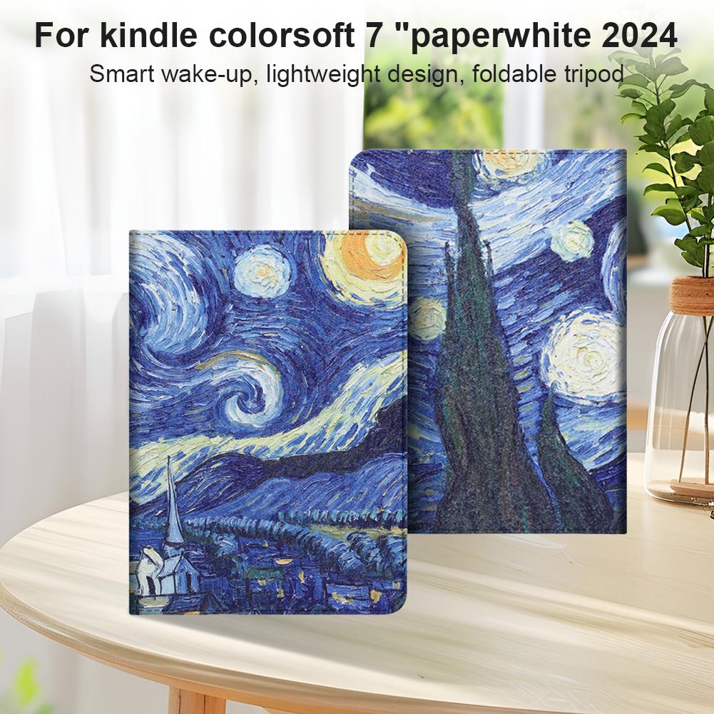PU Leather Cover for Kindle Paperwhite 12th Gen 2025 7'' with Auto Wake Sleep Card Slot for Kindle Colorsoft Signature Edition