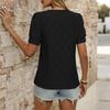 Women's Color ,neck Button,up Short,sleeved T,shirt Cutout Top