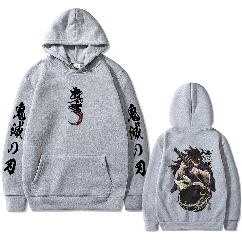 Anime Demon Slayer Kokushibo Graphic Hoodie Men Women Clothing Cartoon Fashion Oversized Pullover Men's Vintage Hoodies