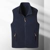 Men Winter Vest Stand Collar Solid Color Zipper Pockets Polar Fleece Cardigan Keep Warm Casual Style Winter Jacket Men Vest Coat for Fishing Hiking