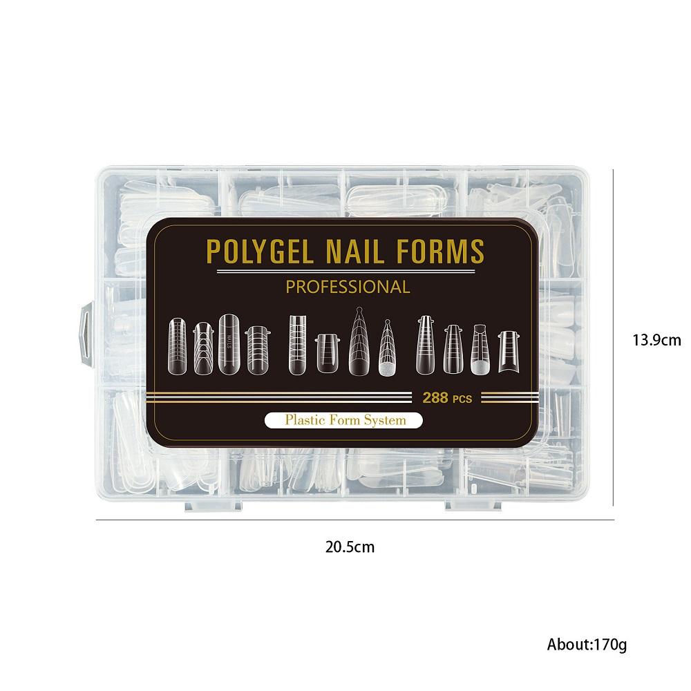 288PCS/ Box 3D Quick Building Mold Tips Nail Extension Gel False Nail Dual Forms Finger Extension Tool
