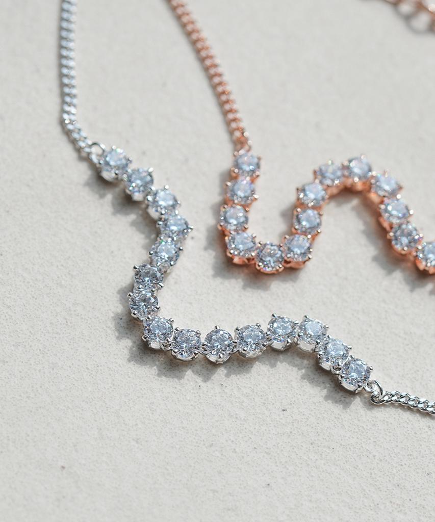 Alleun Silver 925 Zirconia Cubic Tennis Chain Bracelet