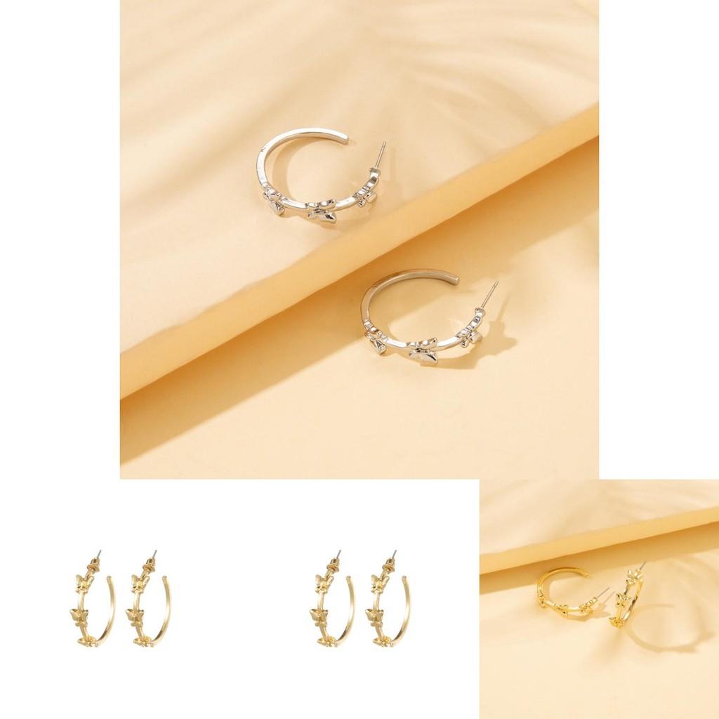 Trendy European American Style Butterfly Earrings Elegant Plated Alloy Accessories