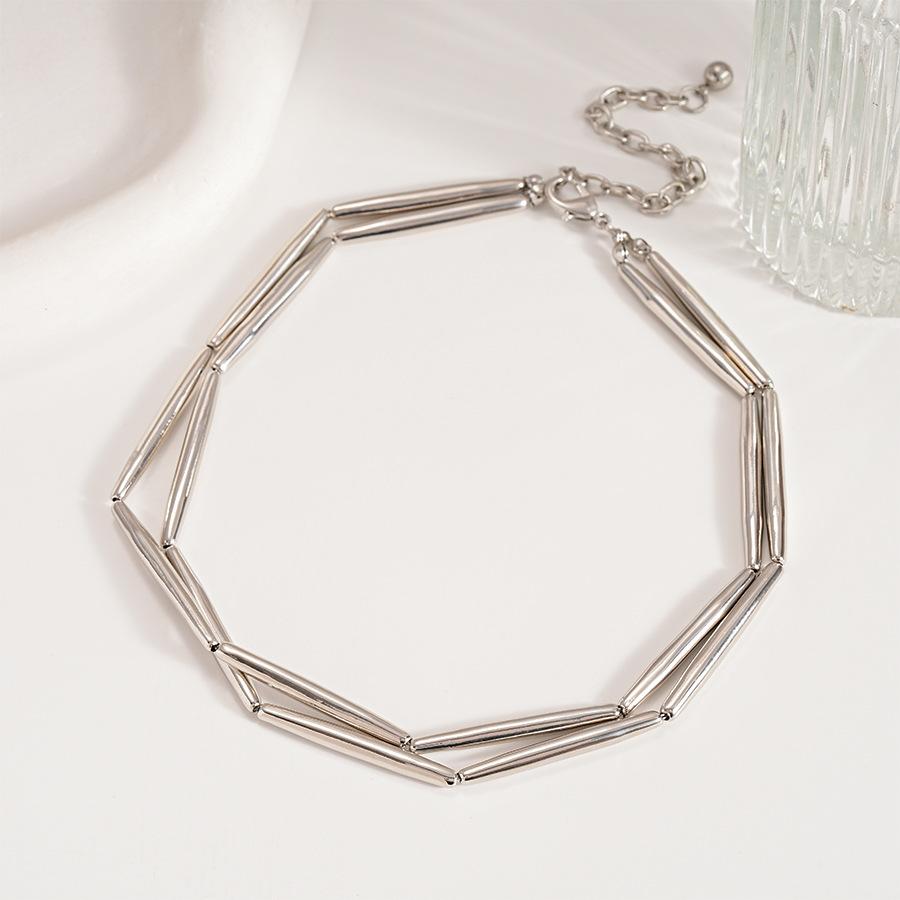 

Double Tubular Splicing Geometric Clavicle Necklace Simple Niche Premium Necklace