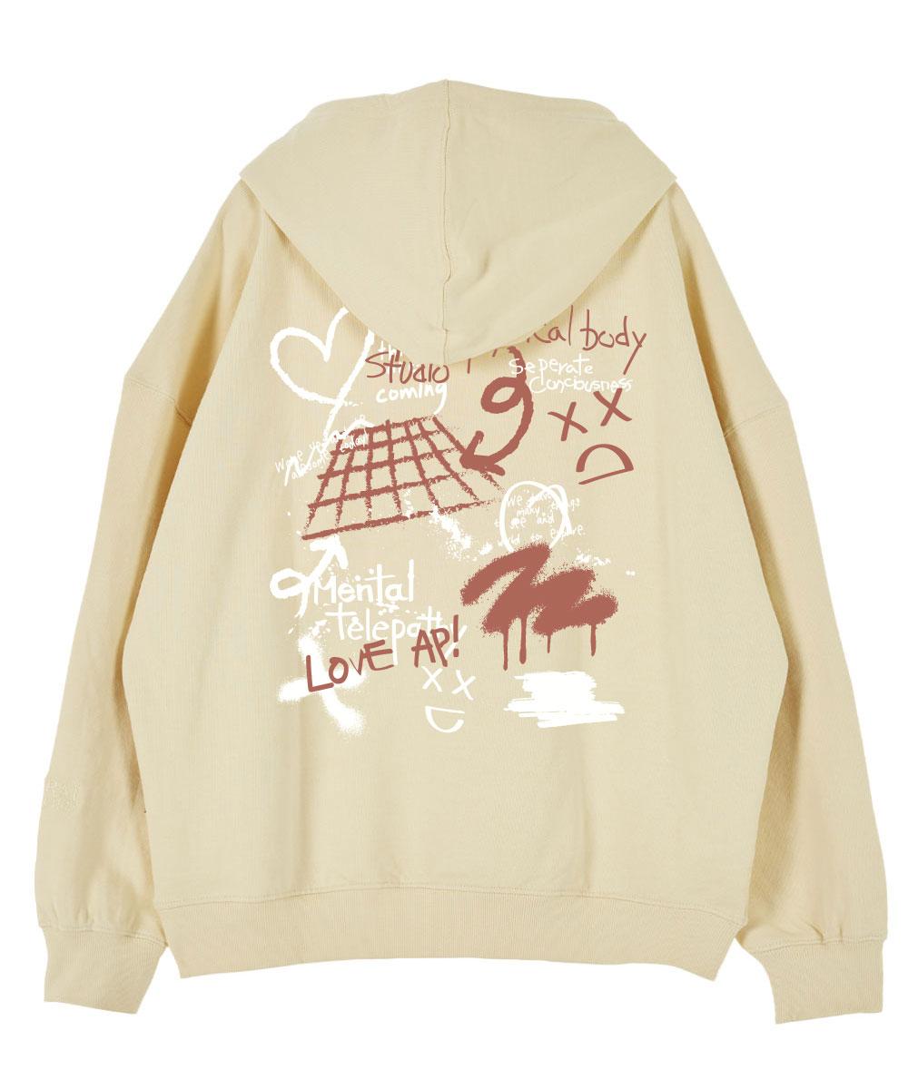 Astral Projection Graffiti Oversized Drop Shoulder Hoodie_Butter L